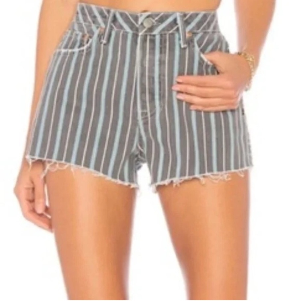GRLFRND 27  Cindy Gray Striped Shorts